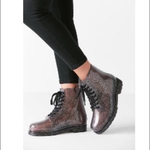 Urban Outfitters Glitter Combat Rain boots